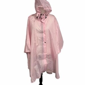 Pink Hooded Rain Poncho in a portable pouch by Sophie Rose